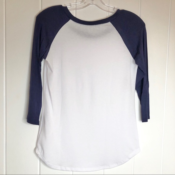 NYLON APPAREL 3/4 sleeve curved hem baseball tee s - Picture 3 of 4